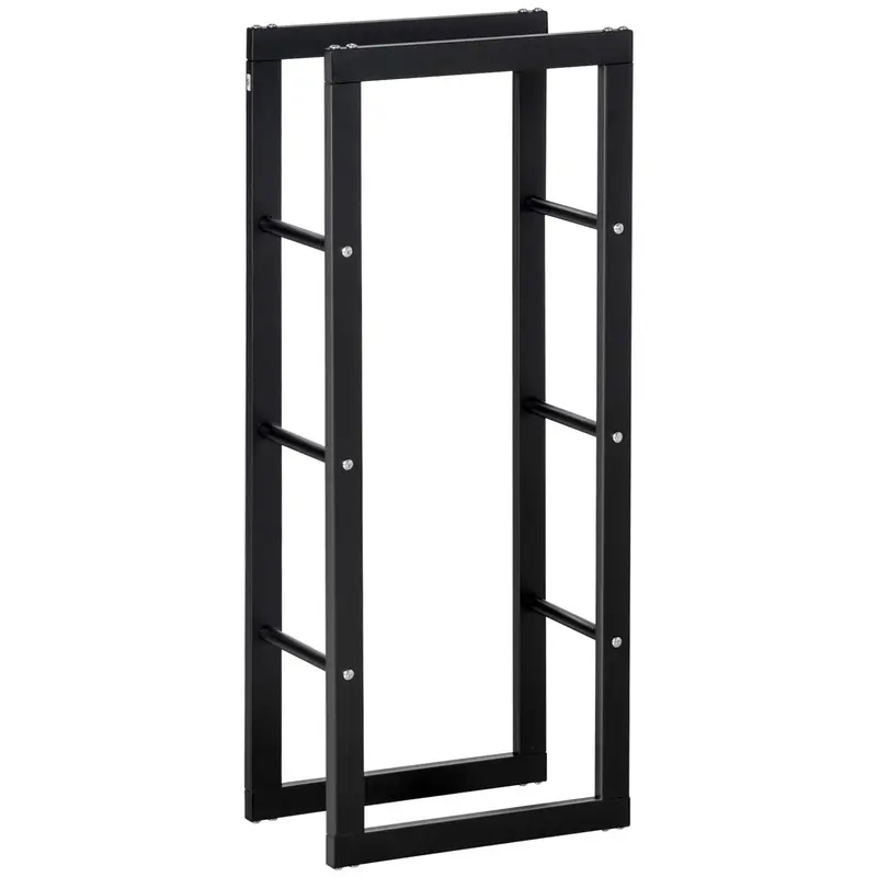 Homcom Tall Rust-Resistant Firewood Rack – Indoor/Outdoor Metal Log Holder With Side Rails And Stable Base 1