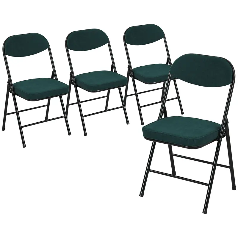 Homcom Teal Corduroy Folding Chairs (Set Of 4) 1