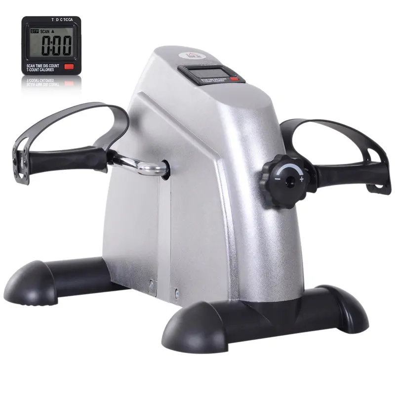 Homcom Under-Desk Pedal Exerciser – Portable Mini Bike With Lcd Display For Arm & Leg Workouts, Silver 1