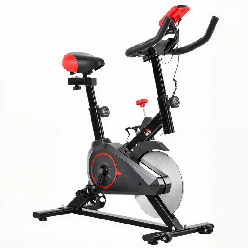 Homcom Upright Exercise Bike – Indoor Cycling Machine With Adjustable Seat, Resistance Levels & Lcd Monitor 1
