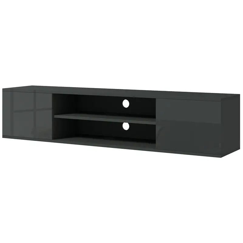 Homcom Wall-Mounted Tv Stand – Grey Floating Tv Unit For Screens Up To 60 Inches 1