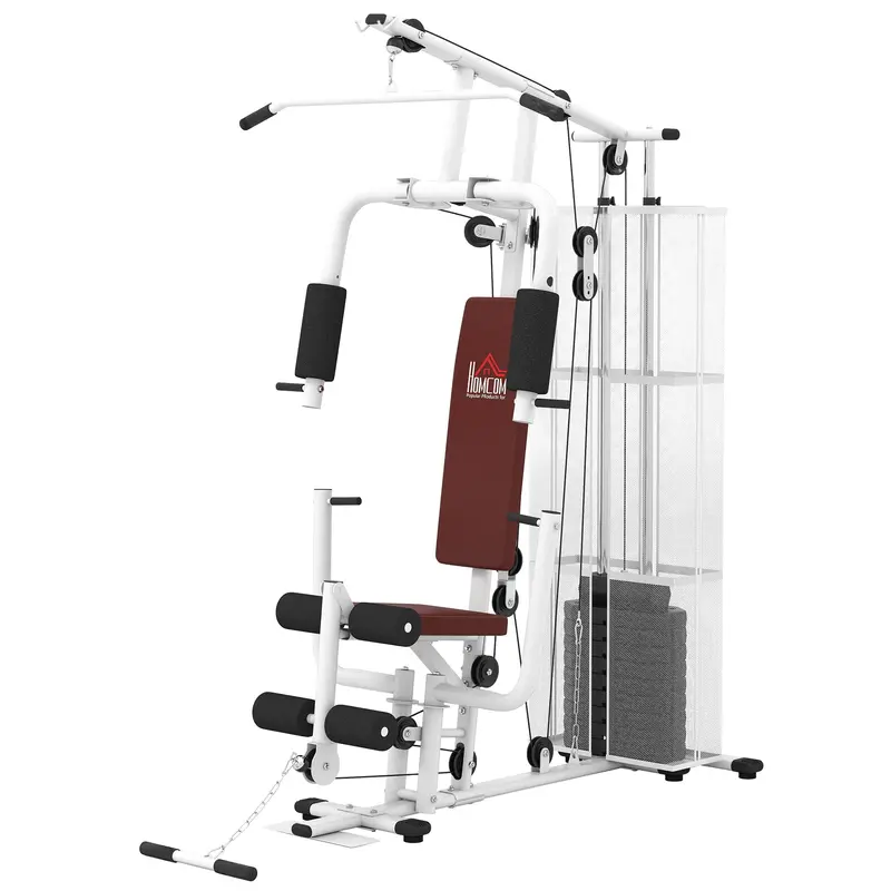 Homcom White Multifunction Home Gym Station – All-In-One Strength Training & Workout Machine 1