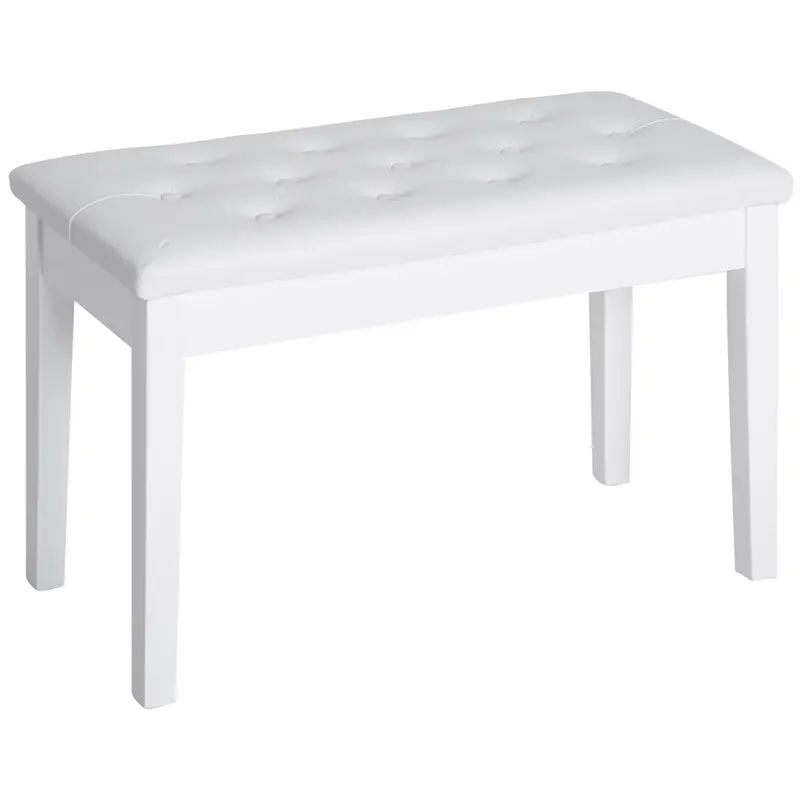 Homcom White Pu Leather Piano Stool – Height-Adjustable Vanity Bench With Hidden Storage Compartment 1