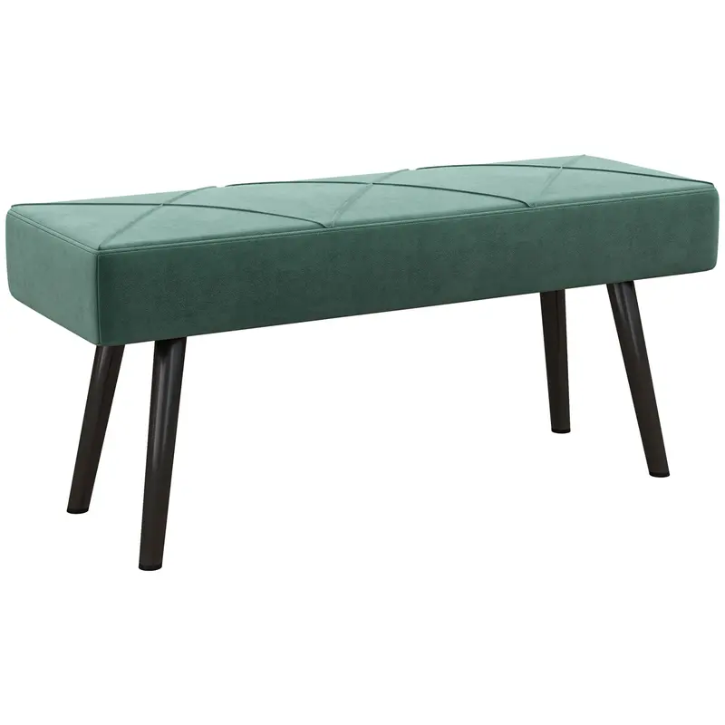 Homcom X-Frame Upholstered Bedside Bench – Green Hallway Or Bedroom Seating With Steel Legs 1