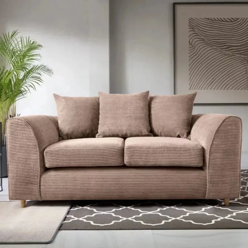 Jasmine Jumbo Cord 2-Seater Sofa – Textured Brown Fabric Seating 1
