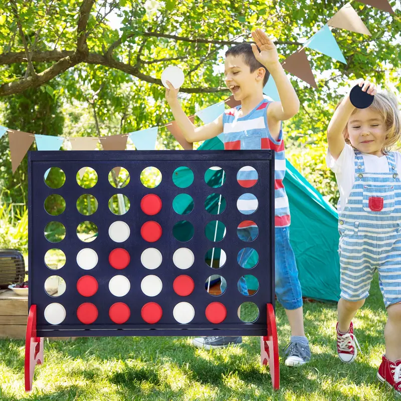 Jumbo Blue 4-In-A-Row Game Set – 42 Oversized Rings + Portable Carry Bag 1