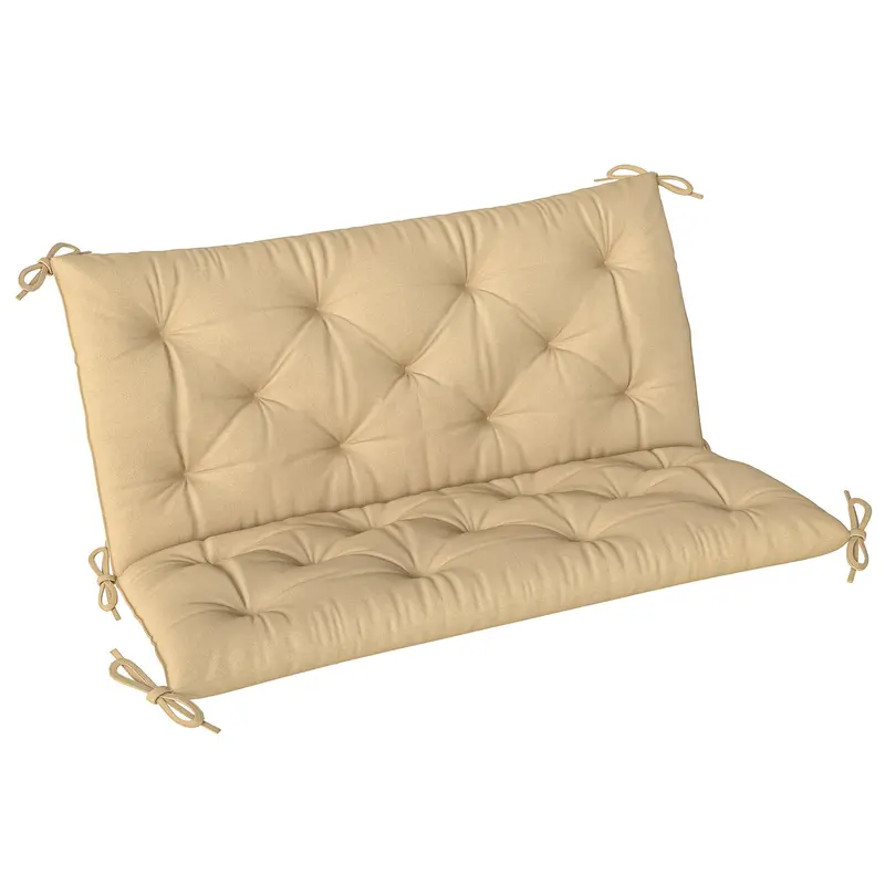 Khaki Two-Seater Outdoor Bench Cushion – Durable Garden Or Patio Seat Pad 1