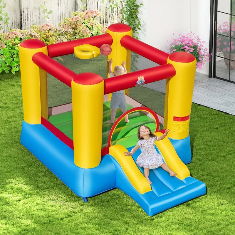 Kids’ Inflatable Bounce House With Slide And Climbing Wall — Includes 550W Blower 1