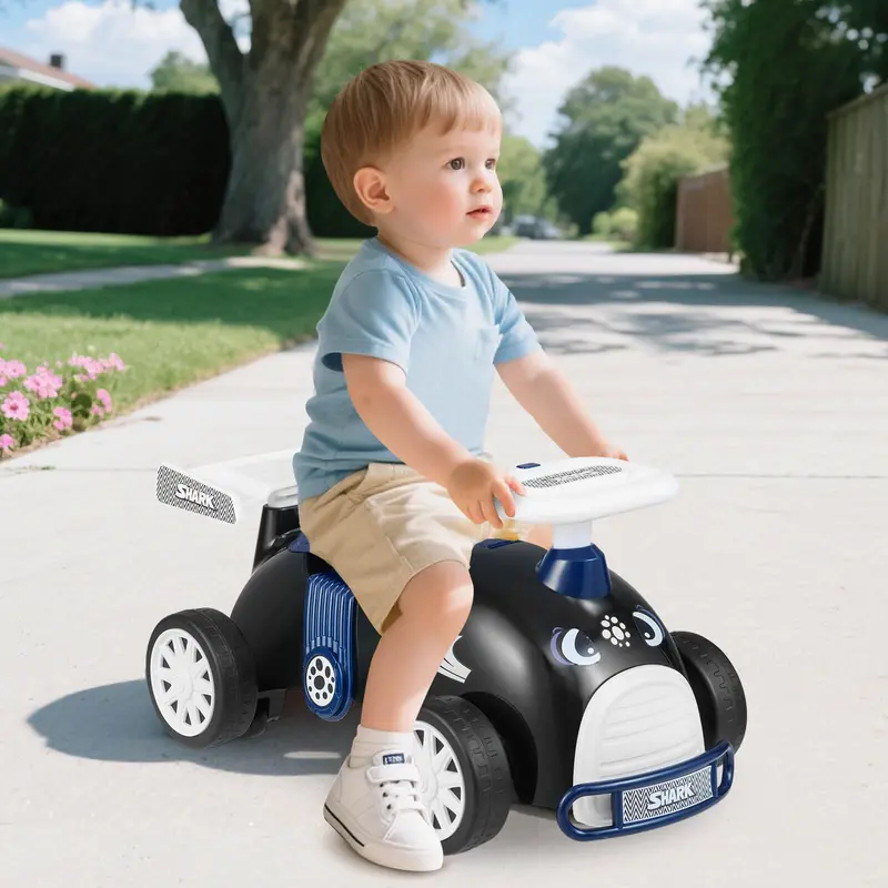 Kids’ Sliding Ride-On Car With Led Rear Wings And Interactive Sound Effects – Black & Blue 1