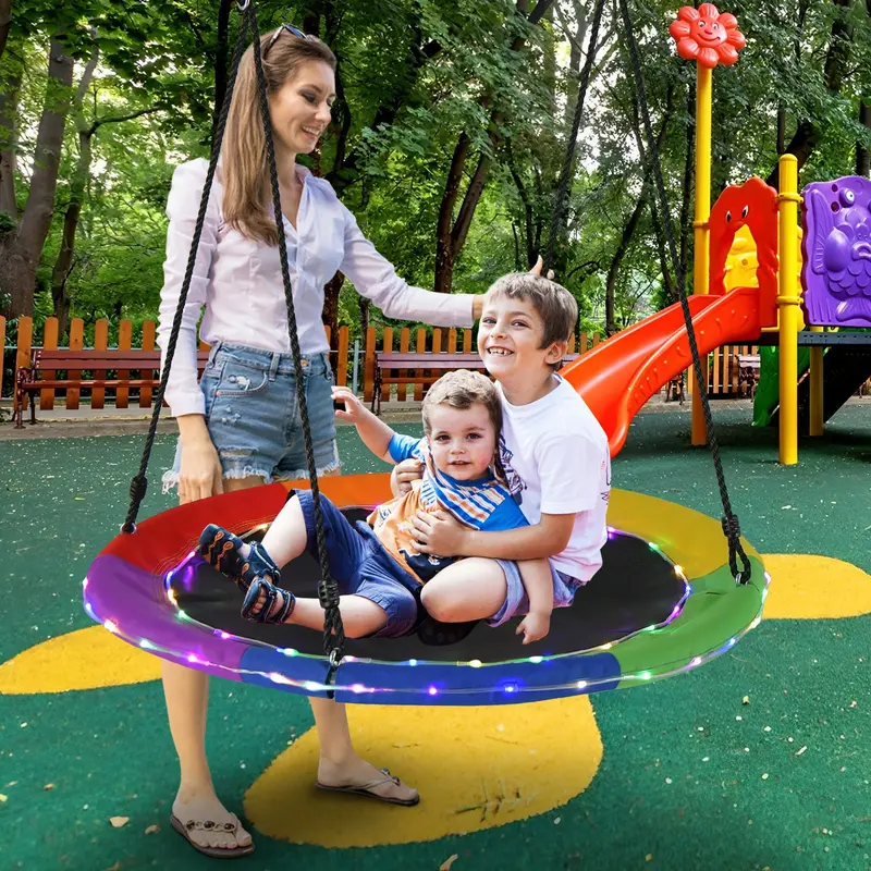 Led Flying Saucer Tree Swing With 8 Light Effects & Adjustable Ropes 1
