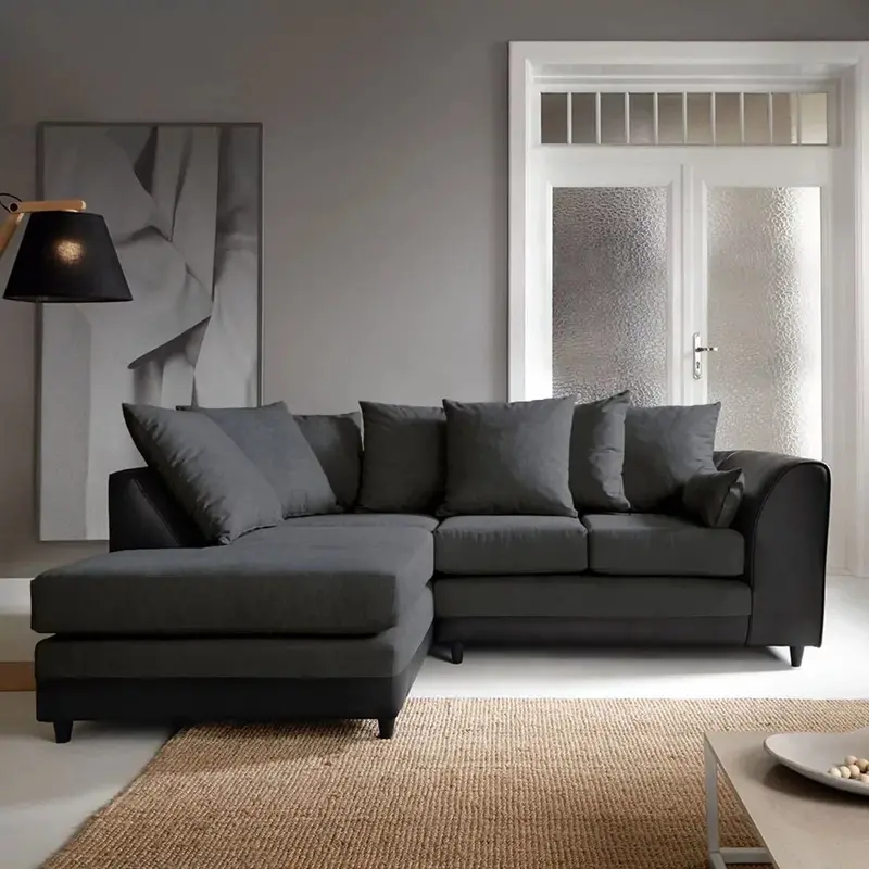 Linacre L-Shaped Corner Sofa – Black & Charcoal (Left-Arm) 1