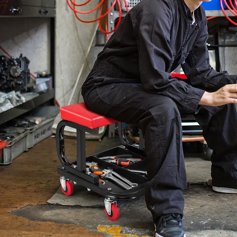 Mobile Mechanics Creeper With Organized Tool Tray And Padded Seat 1