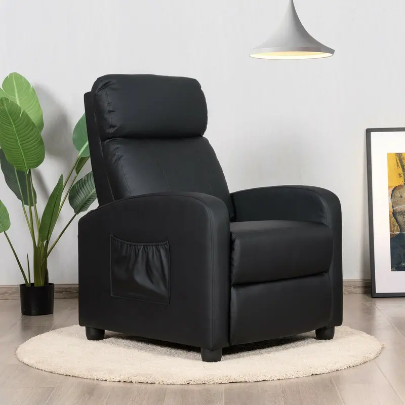 Modern Black Reclining Sofa Lounge With Adjustable Backrest 1