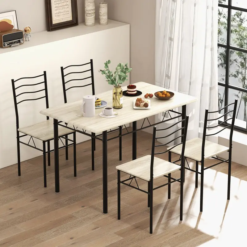 Natural-Finish Counter-Height Dining Table With Spacious Rectangular Surface For Home Or Café Use 1