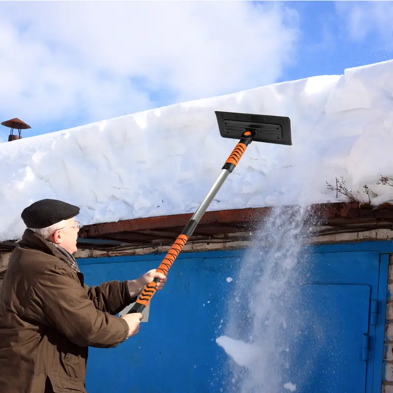 Orange 2-In-1 Extendable Snow Shovel And Ice Scraper (41″) With Dual-Function Design 1