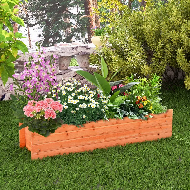 Orange Fir Wood Planter Box – Dual Drainage Holes & Reinforced Crossbars 1