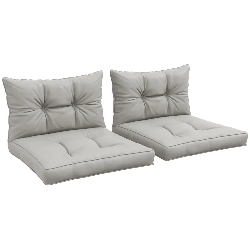 Outsunny 4-Piece Light Grey Outdoor Cushion Set – Indoor/Outdoor Chair Cushions With Back Pillows And Tie-Down Straps 1