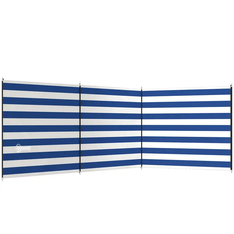 Outsunny 4-Pole Beach Windbreak With Steel Frame & Carry Bag – 540 Cm × 150 Cm Dark Blue Shelter 1