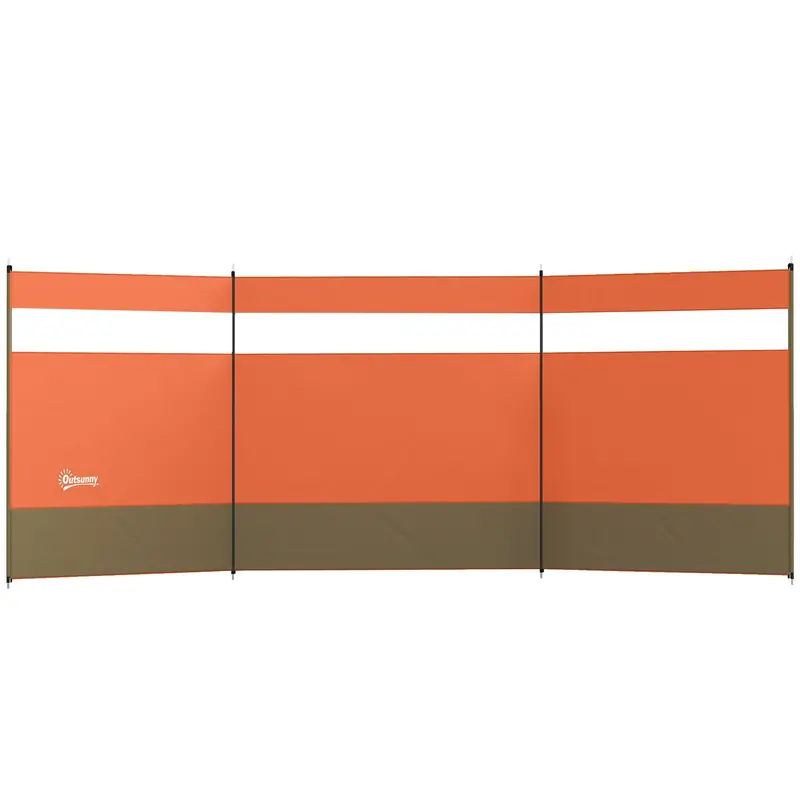 Outsunny 440X140Cm Beach Windbreaker With Clear Pvc Windows & Steel Frame – Orange 1