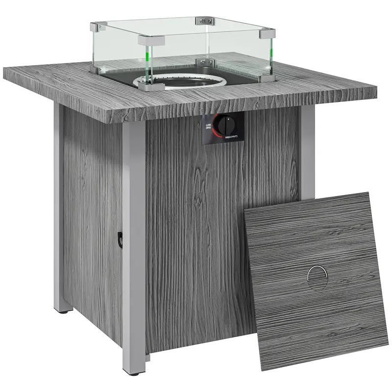 Outsunny 50,000 Btu Propane Gas Fire Pit Table – Weather-Resistant Outdoor Heating Solution With Protective Cover – Dark Grey 1