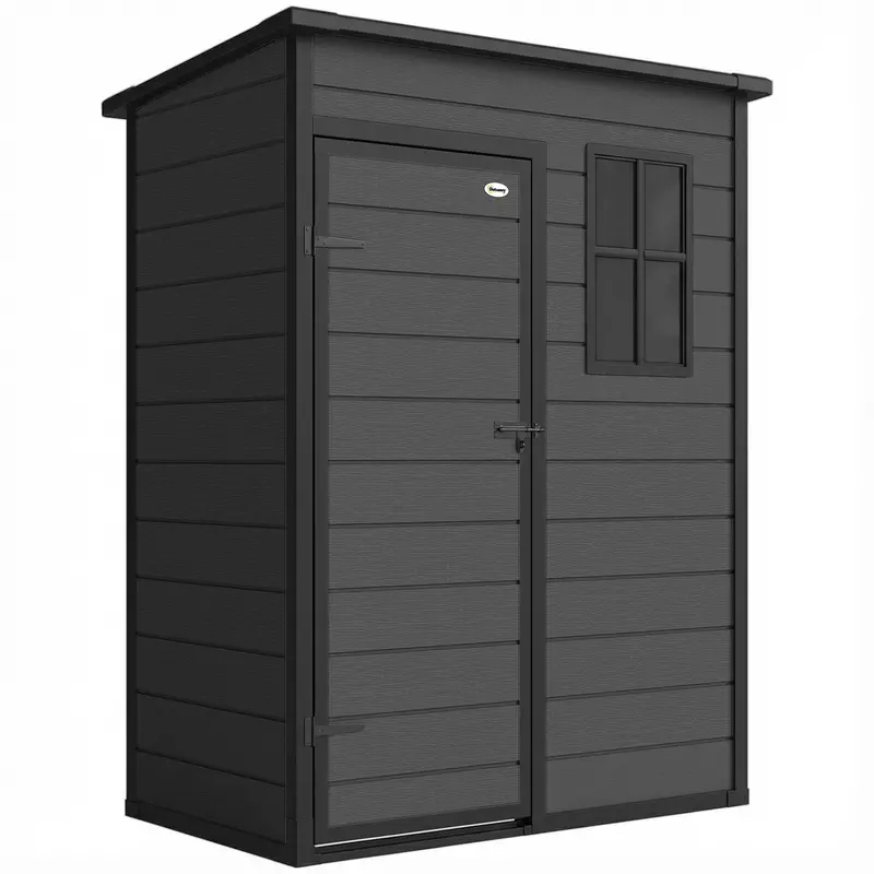 Outsunny 5'X3' Garden Storage Shed – Lockable Outdoor Shed With Floor, Window, Ventilation & Weatherproof Panels, Dark Grey 1