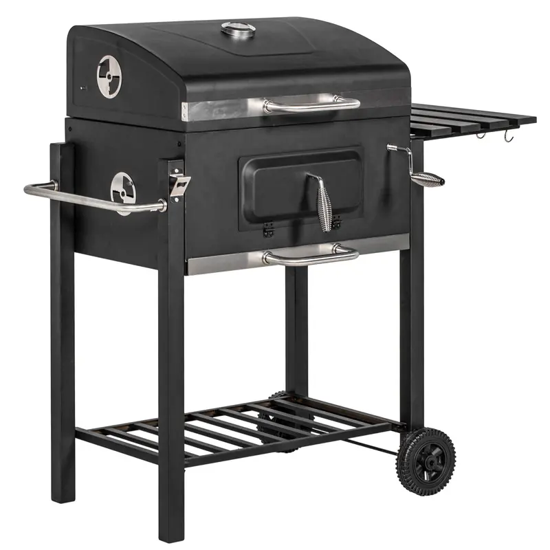 Outsunny Adjustable Charcoal Grill – Height-Variable Coal Pan Design For Precise Heat Control, Black 1