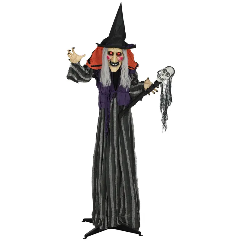 Outsunny Animated 160 Cm Halloween Witch Decoration – Realistic Motion-Activated Outdoor Prop 1