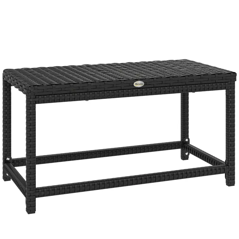 Outsunny Black Rectangular Outdoor Coffee Table – Durable Patio Side Table For Balconies And Gardens 1
