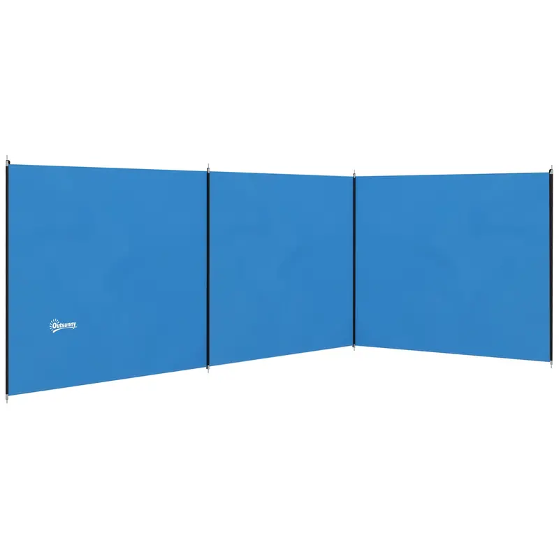 Outsunny Blue 4-Pole Beach Windbreak – 540 X 150 Cm Portable Camping Wind Shield With Steel Poles & Carry Bag 1