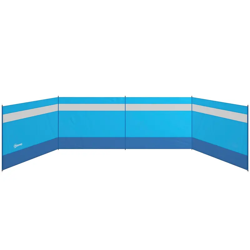 Outsunny Blue 725 X 140 Cm Extended Windbreaker – Large-Scale Camping Wind Shield With Clear Windows & Steel Pole System 1