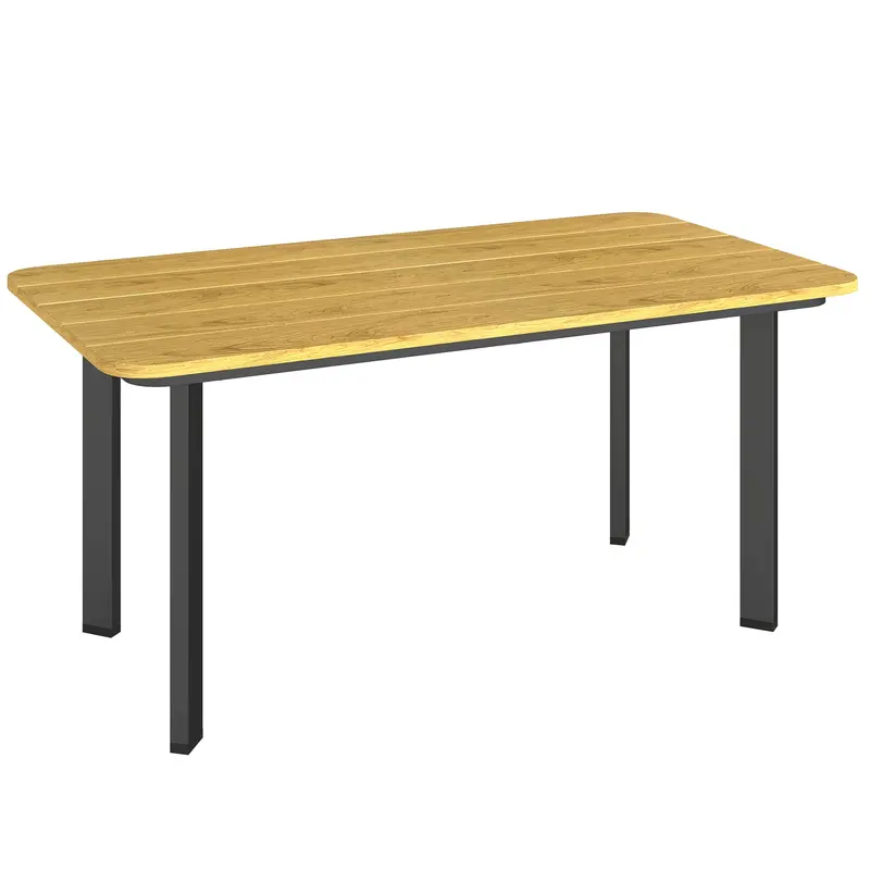 Outsunny Brown Outdoor Coffee Table – Slatted Wpc Top With Powder-Coated Metal Frame 1