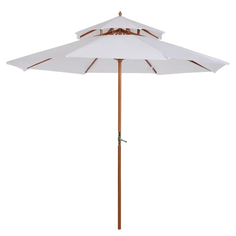 Outsunny Elegant 2.7 M Wooden Parasol – White Cantilever Umbrella For Garden Or Terrace Shade 1
