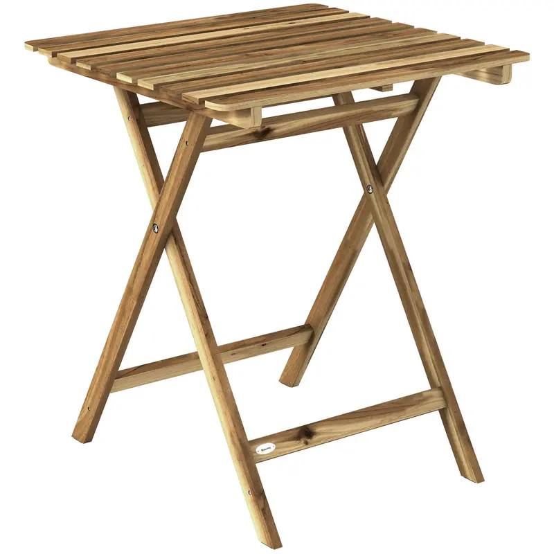 Outsunny Foldable Wooden Side Table – Compact Natural-Finish Garden Table For Patios & Balconies 1