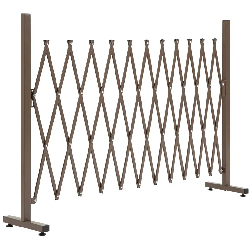 Outsunny Freestanding Expandable Trellis Fence – Foldable Aluminum Garden Screen Panel (300 X 103.5 Cm, Dark Brown) 1