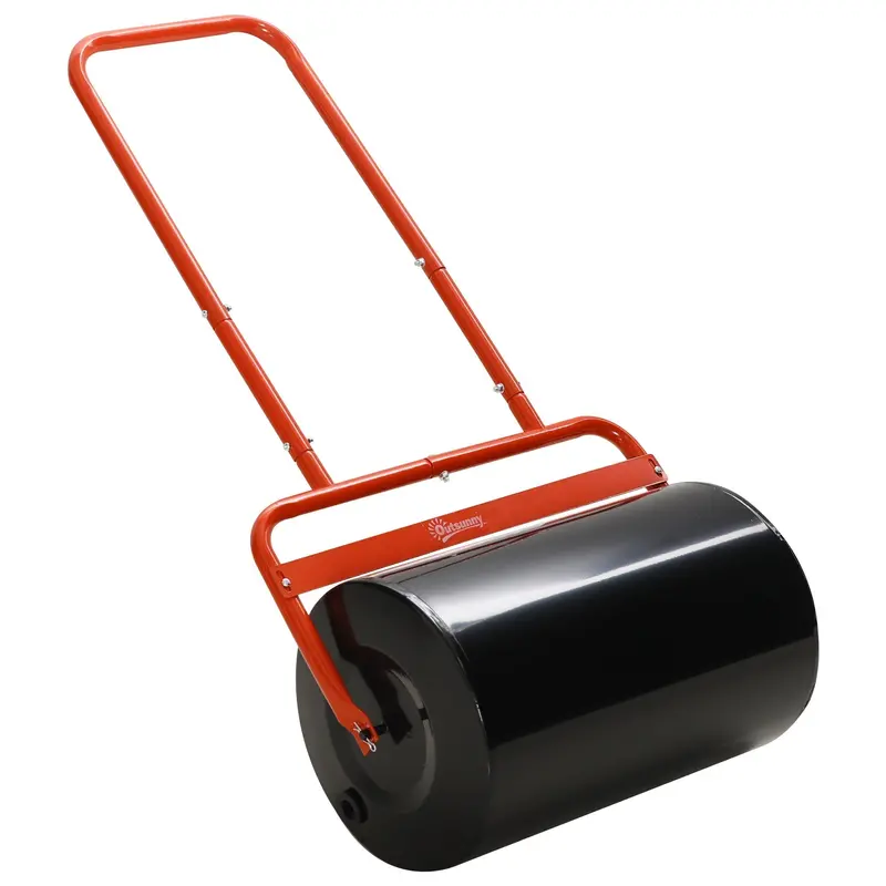 Outsunny Heavy-Duty 38L Steel Lawn Roller With Fillable Cylinder Design – Crimson Red 1