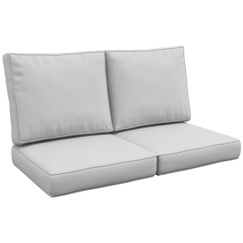 Outsunny Light Grey Replacement Cushion Set For 2-Seater Patio Chairs – Indoor/Outdoor Use 1
