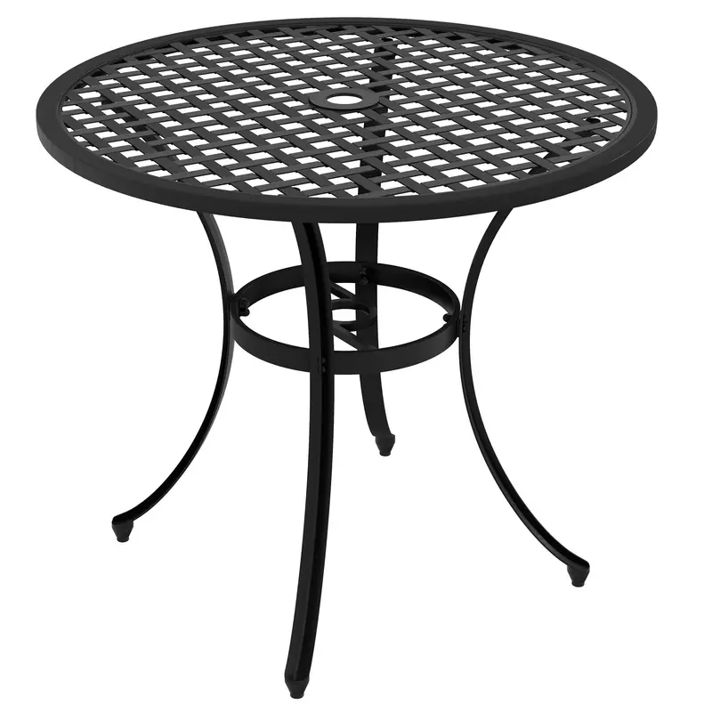 Outsunny Round Aluminium Patio Table – 50Mm Parasol Hole, Lightweight Outdoor Design 1