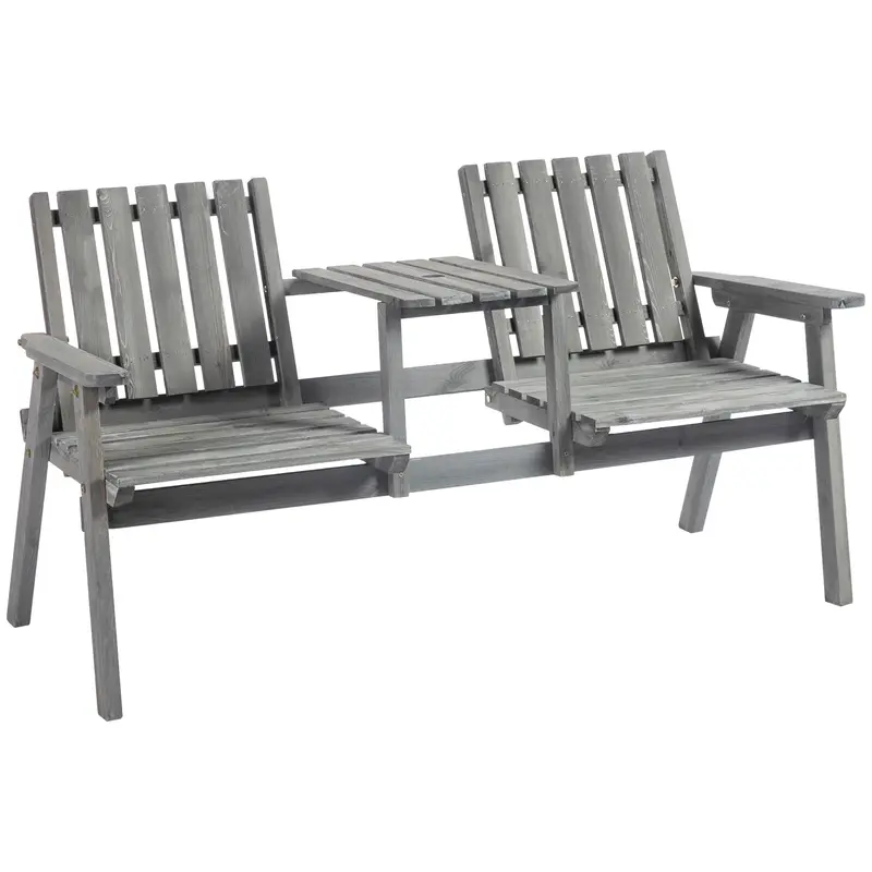 Outsunny Vintage-Style Steel Garden Bench – Antique-Finish 2-Seater Loveseat For Porch Or Lawn, Grey 1