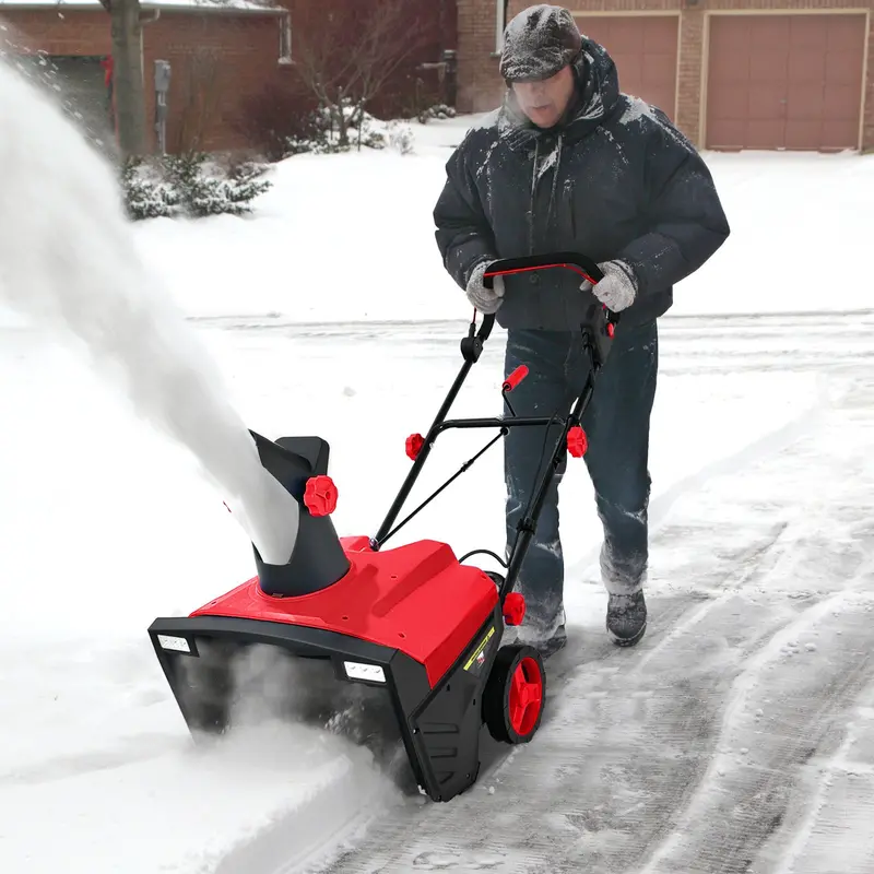 Red Electric Walk-Behind Snow Blower Featuring Dual Led Illumination & 180° Rotating Discharge Chute 1