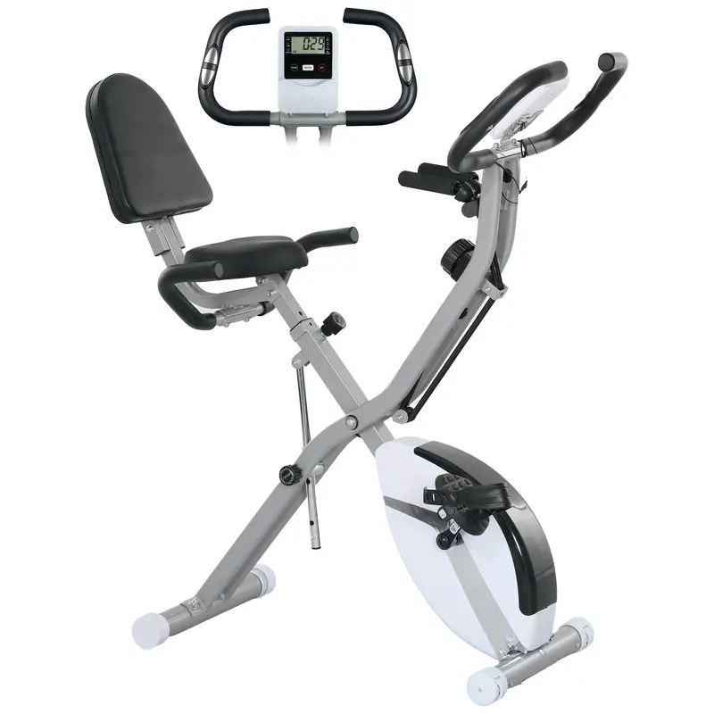 Sportnow 5-In-1 Foldable Exercise Bike – Stationary Cycle With Arm Bands, Lcd Monitor & Phone Holder 1