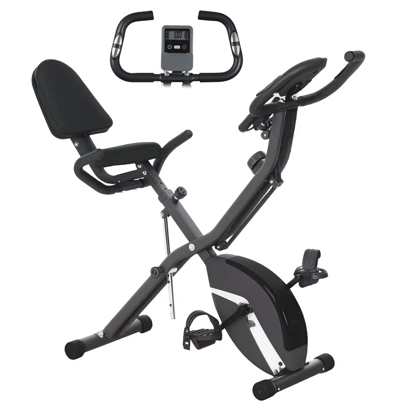 Sportnow All-In-One Foldable Exercise Bike With Arm Bands & Display – Black 1
