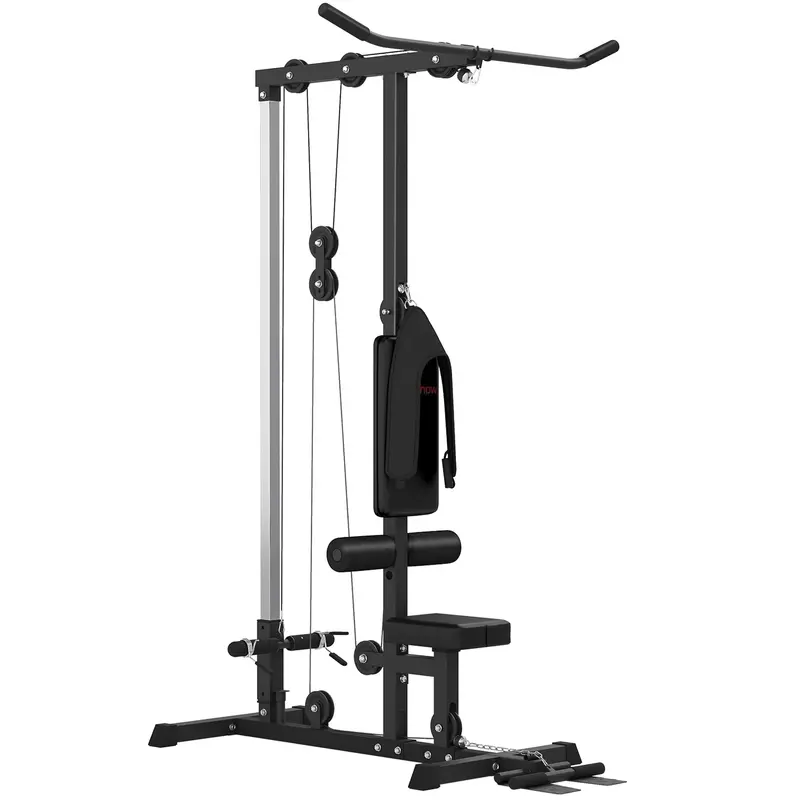 Sportnow All-In-One Pull-Up & Power Cage Station – Home Gym Rack With Adjustable Bench – Matte Black 1