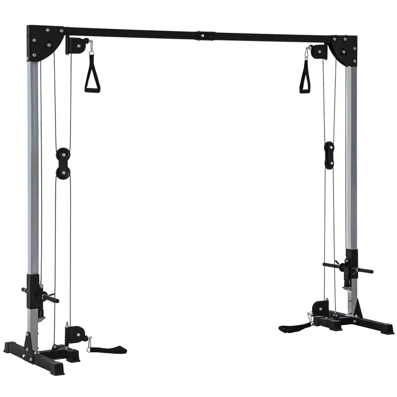 Sportnow Cable Crossover Power Rack: Full-Body Home Gym With 4 Attachment Handles – Black 1