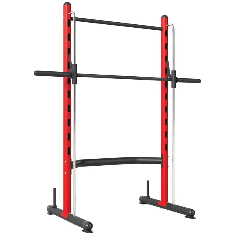 Sportnow Red Power Cage Pull-Up Station – Adjustable Home Gym Squat Rack With Integrated Seat 1