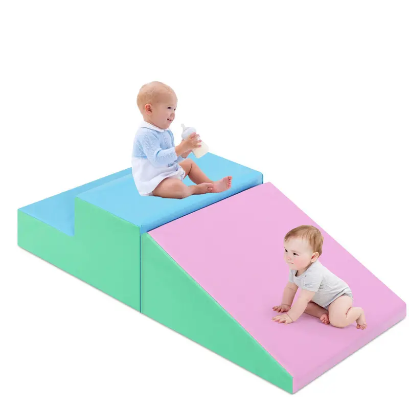 Toddler Foam Play Mat Set For Climbing And Crawling – Pink & Green 1