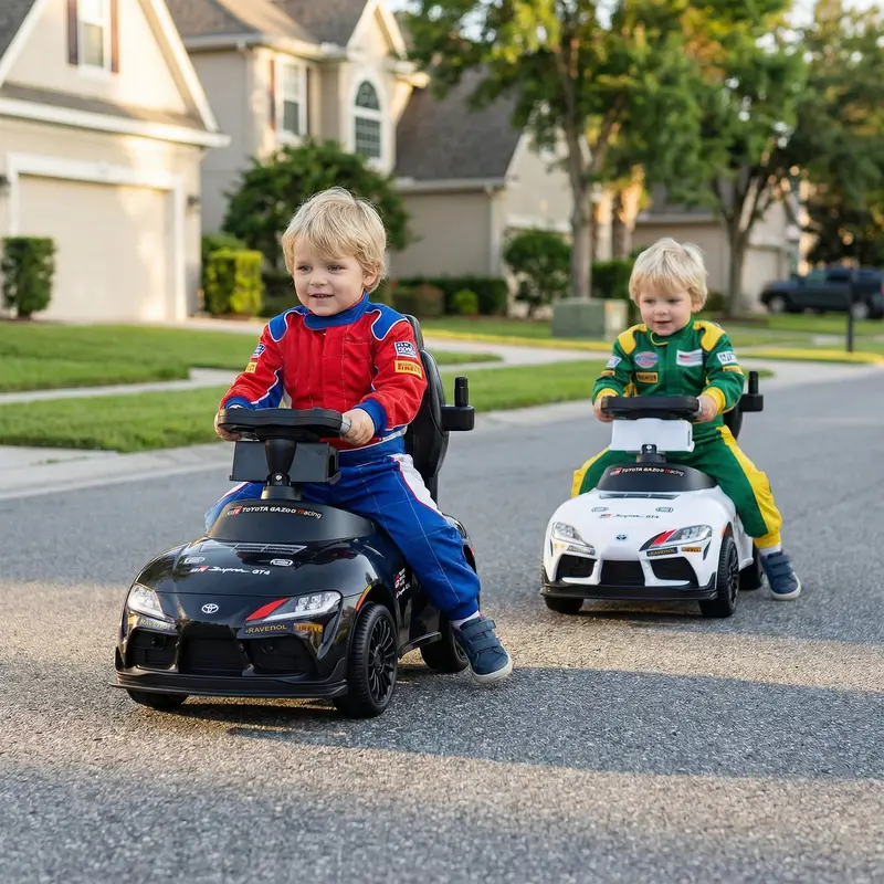 Toyota-Licensed 3-In-1 Toddler Push Car – Black Sliding Ride-On With Handle & Built-In Music 1