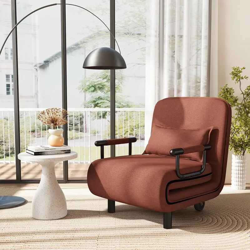 Versatile 3-In-1 Sofa Bed – Five-Position Reclining Backrest In Brown 1