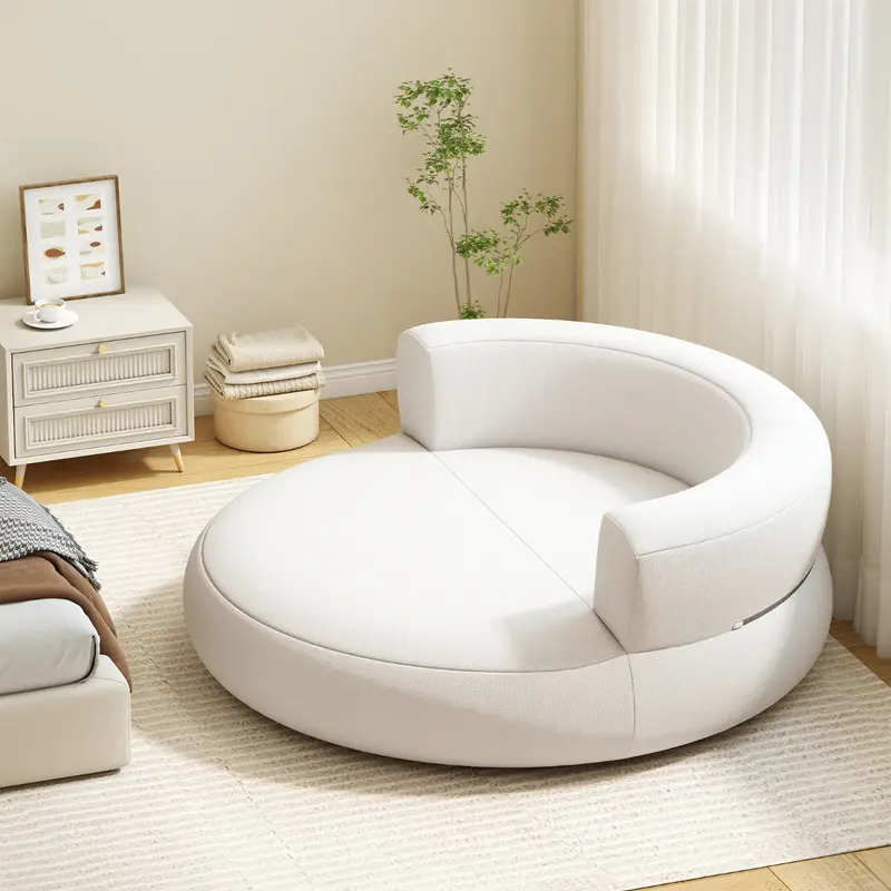 White Inflatable Lounger Sofa – Air-Filled Single Seat With Detachable Cover 1